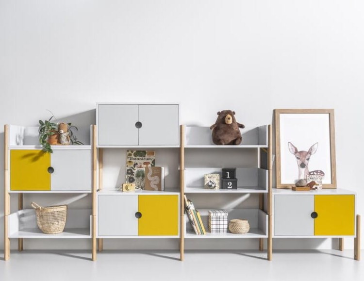 Zestaw mebli modułowych dla dzieci NOOI 2, różne kolory: szary, niebieski, różowy, żółty