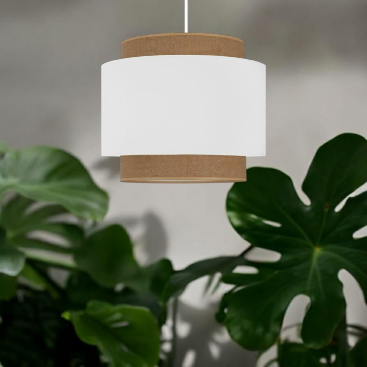Lampka wisząca Boho Biała do pokoju dziecka – lampa sufitowa z bawełny i juty