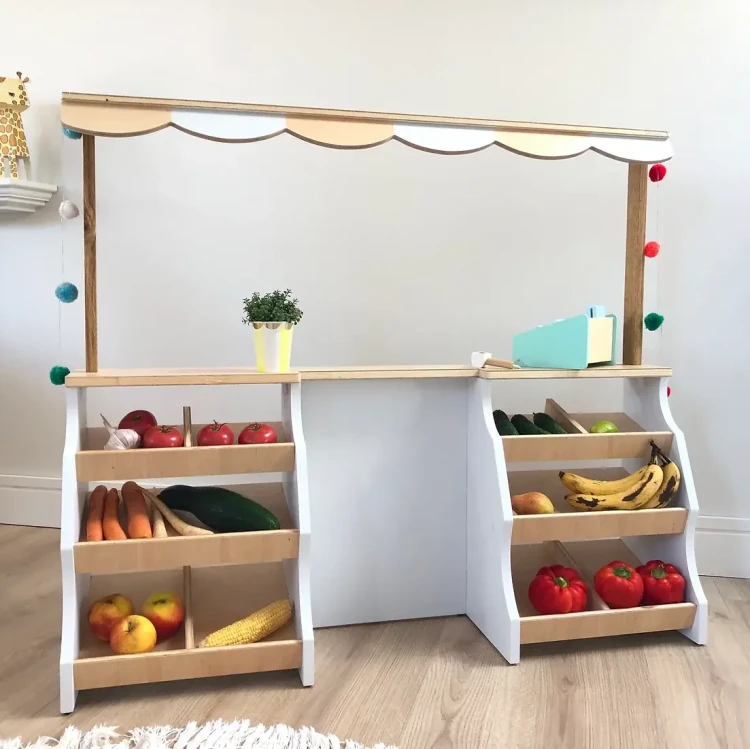 drewniany stragan Fresh Market dla dzieci – kreatywna zabawa
