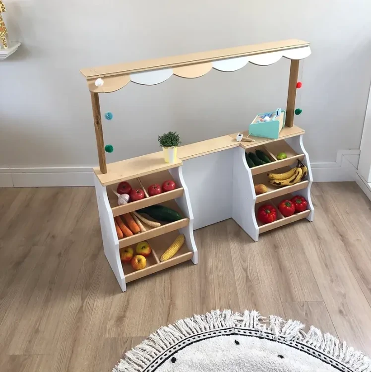 drewniany stragan Fresh Market dla dzieci – kreatywna zabawa