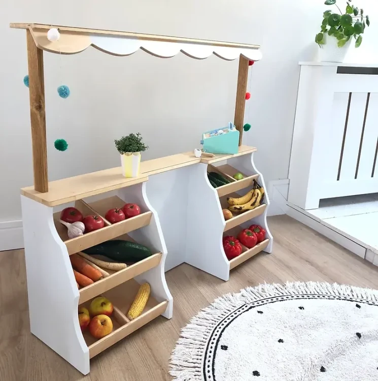 drewniany stragan Fresh Market dla dzieci – kreatywna zabawa
