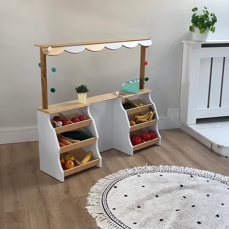 drewniany stragan Fresh Market dla dzieci – kreatywna zabawa