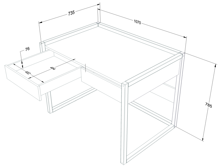 Drewniane biurko dla dziecka TWEENS Zgaszony Niebieski - wymiary