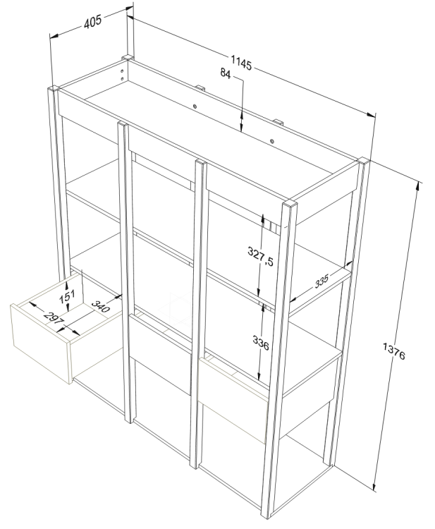 Drewniany regał biblioteczka dla dziecka TWEENS Zgaszony Niebieski - wymiary