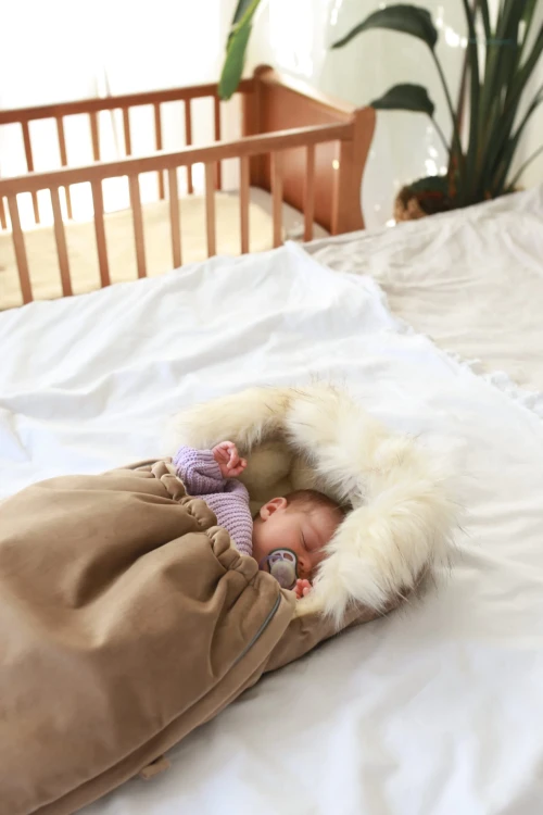 Wełniany wodoodporny śpiworek do wózka – Beżowy