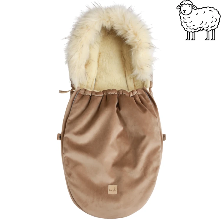 Wełniany wodoodporny śpiworek do wózka – Beżowy