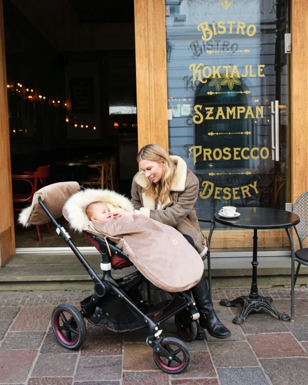 Wełniany wodoodporny śpiworek do wózka – Beżowy