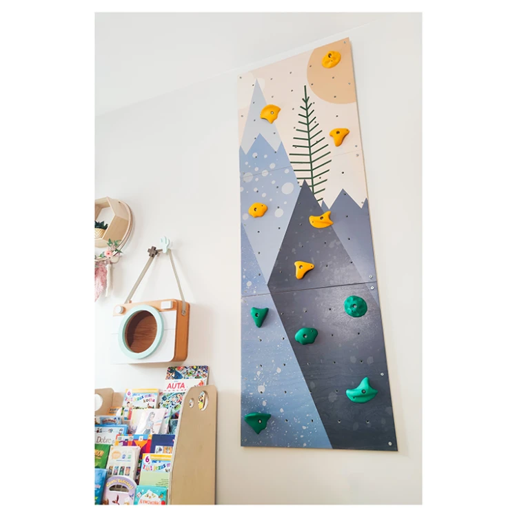 Domowa ścianka wspinaczkowa dla dzieci Góry Niebieskie – modułowe panele z kolorowymi chwytami, bezpieczna zabawa w domu