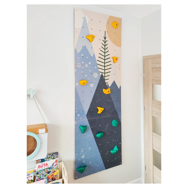 Domowa ścianka wspinaczkowa dla dzieci Góry Niebieskie – modułowe panele z kolorowymi chwytami, bezpieczna zabawa w domu