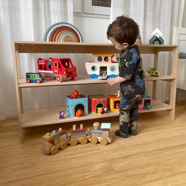 Regał Montessori dla dzieci ze sklejki brzozowej – na zabawki i książki