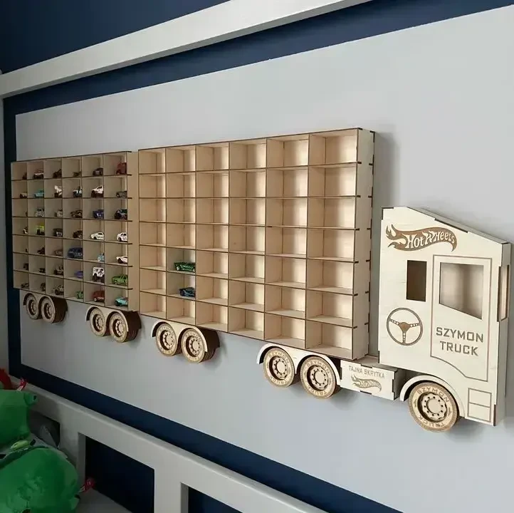 Drewniana półka TIR na resoraki Montessori XXL