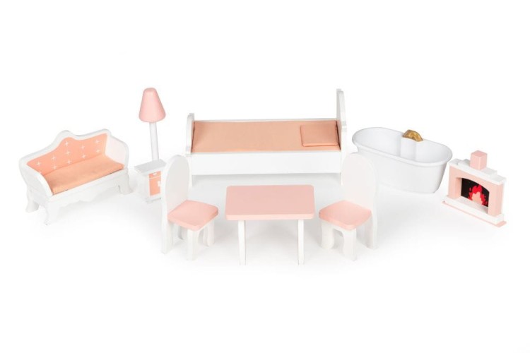 duży domek dla lalek z drewnianymi mebelkami