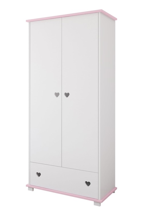 Drewniana Szafa dziecięca Dwudrzwiowa z szufladą Love