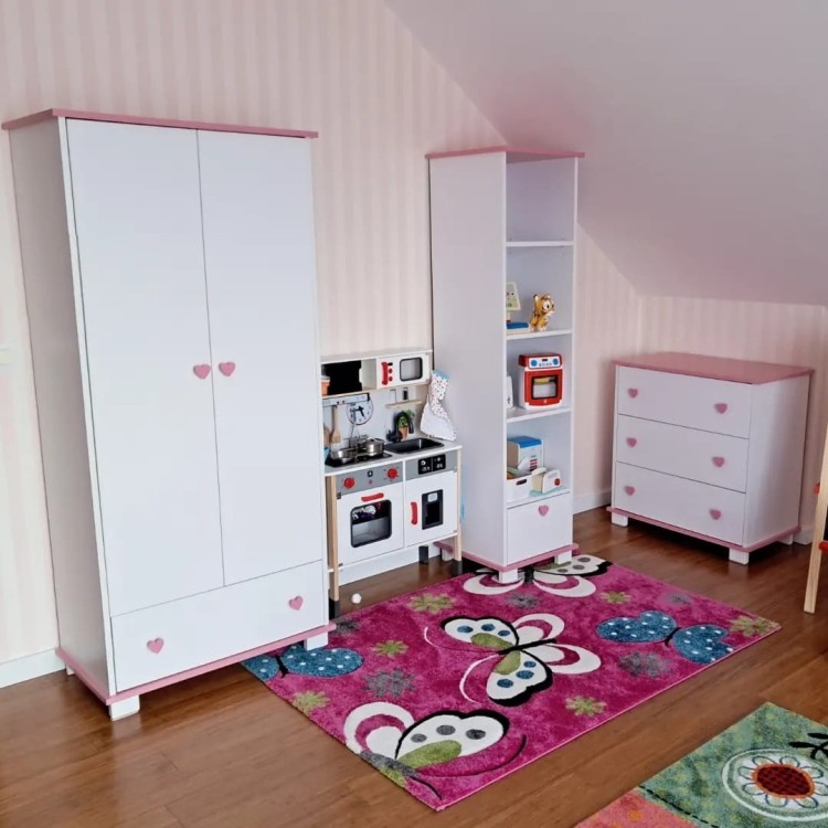 Drewniana Szafa dziecięca Dwudrzwiowa z szufladą Love