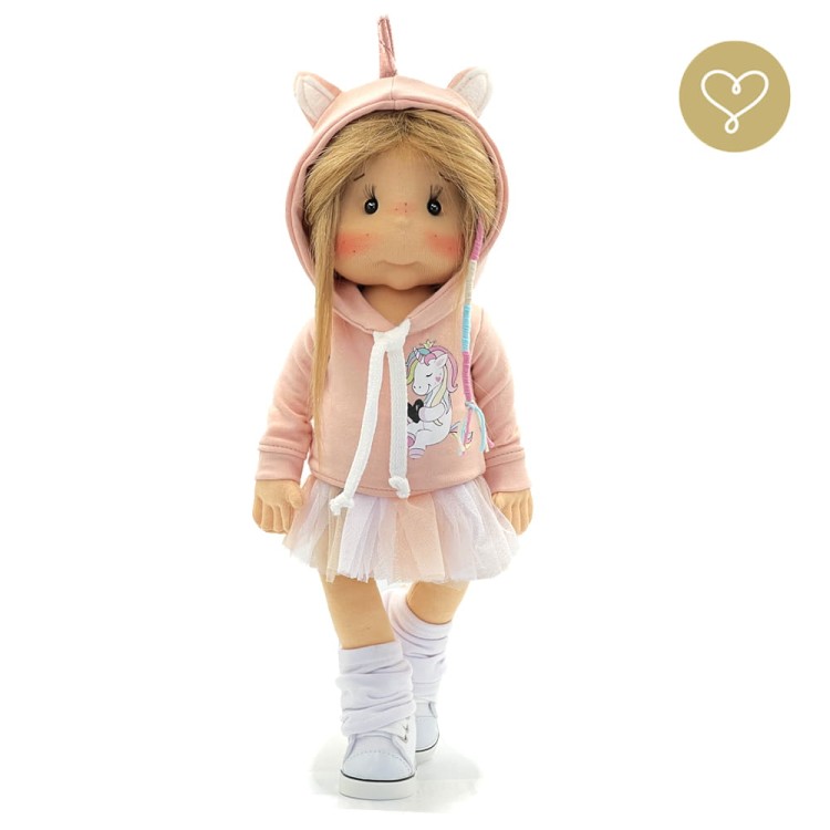 Lalka Brzoskwinka z naturalnymi włosami z alpaki – Lullu Dolls