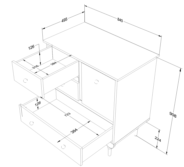 Drewniana komoda mała dla dzieci Babushka Różowa - wymiary