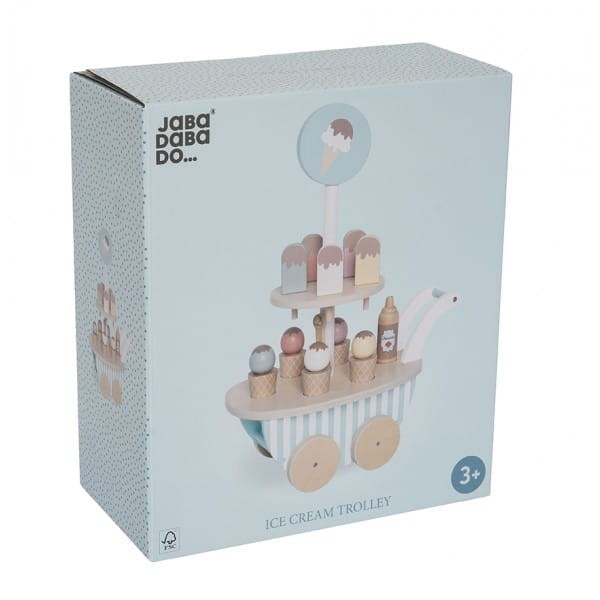 Mobilny wózek z lodami dla dzieci – zabawka drewniana