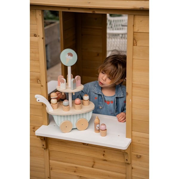 Zestaw lodziarni na kółkach – pięć lodów, wafle i polewa