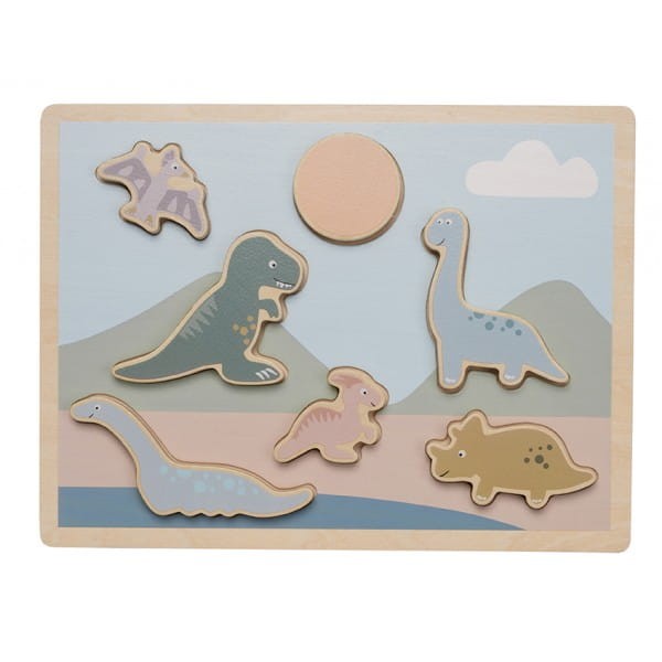 Drewniane puzzle dinozaury Jabadabado – komplet 7 figurek i słońce