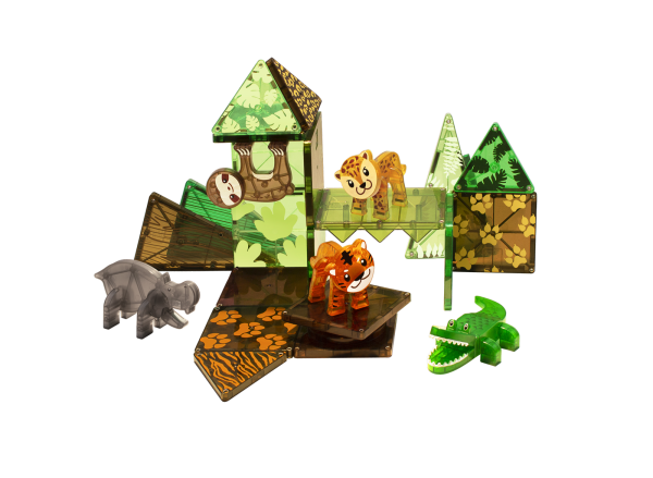 Budowla z klocków MAGNA-TILES Jungle Animals – tropikalna dżungla z magnetycznymi płytkami.