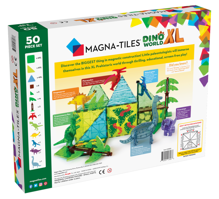 MAGNA-TILES® Klocki Magnetyczne Dino World XL 50 el. – kreatywna zabawa z dinozaurami