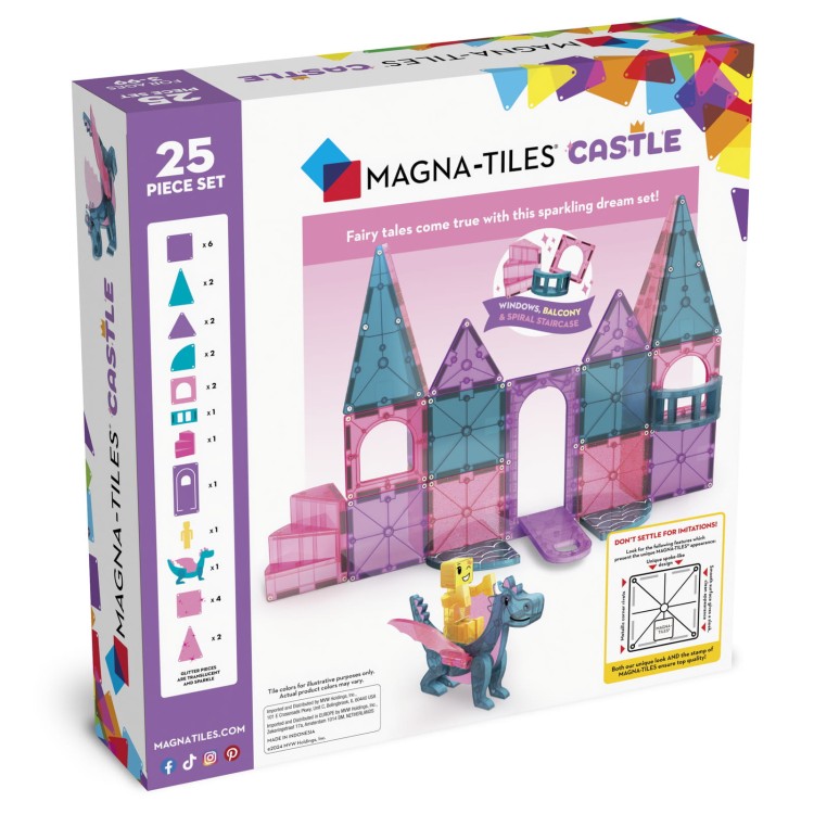 MAGNA-TILES® Klocki Magnetyczne Zamek 25 el. – kreatywne magnetyczne klocki do budowy zamku