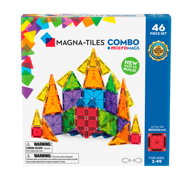 MAGNA-TILES® Klocki Magnetyczne COMBO microMAGS 46 el. – kreatywne magnetyczne klocki