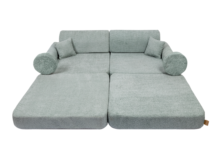 Sofa dziecięca MeowBaby® Premium Boucle Mint – modułowa i bezpieczna