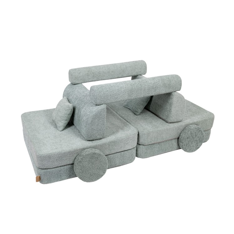 Sofa dziecięca MeowBaby® Premium Boucle Mint – modułowa i bezpieczna
