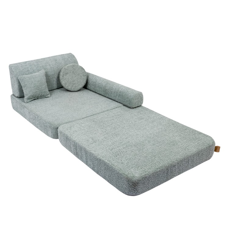Sofa dziecięca MeowBaby® Premium Boucle Mint – modułowa i bezpieczna