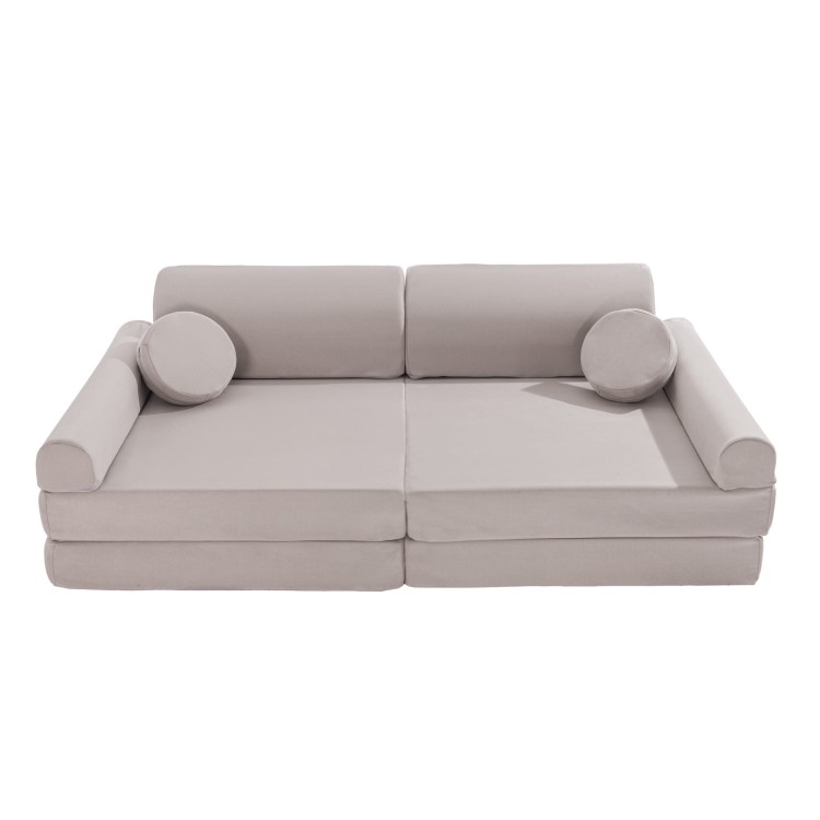 Sofa modułowa dziecięca Velvet Premium Jasnoszara MeowBaby® – bezpieczna i kreatywna
