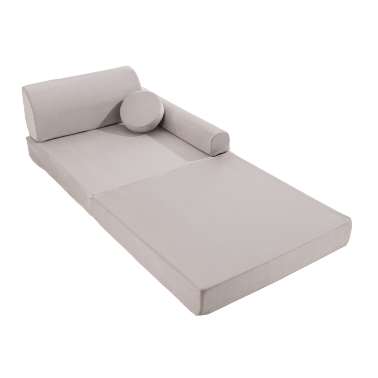 Sofa modułowa dziecięca Velvet Premium Jasnoszara MeowBaby® – bezpieczna i kreatywna