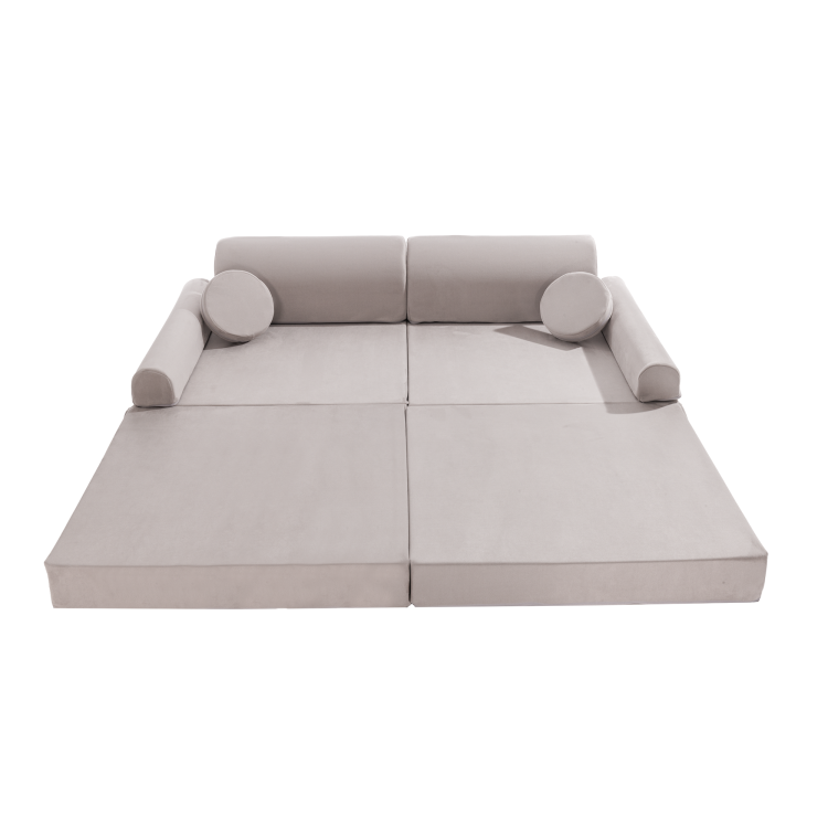 Sofa modułowa dziecięca Velvet Premium Jasnoszara MeowBaby® – bezpieczna i kreatywna