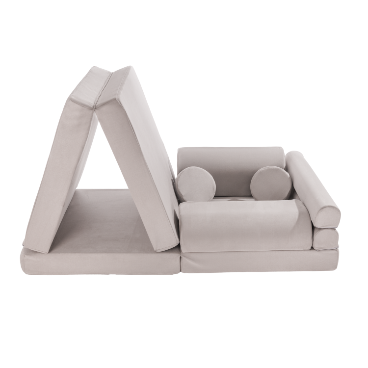 Sofa modułowa dziecięca Velvet Premium Jasnoszara MeowBaby® – bezpieczna i kreatywna