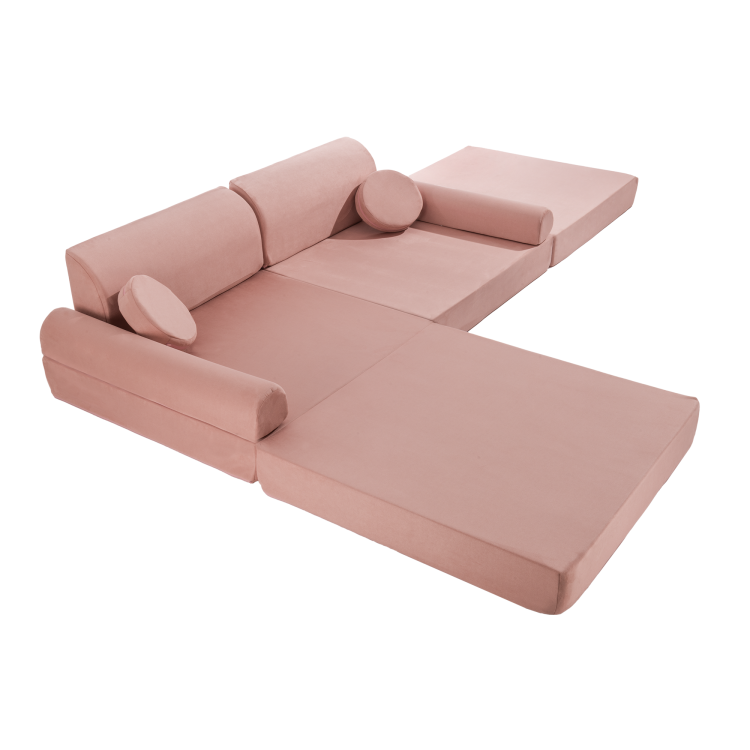 Sofa modułowa dziecięca Velvet Premium Różowa MeowBaby® – komfortowa i bezpieczna