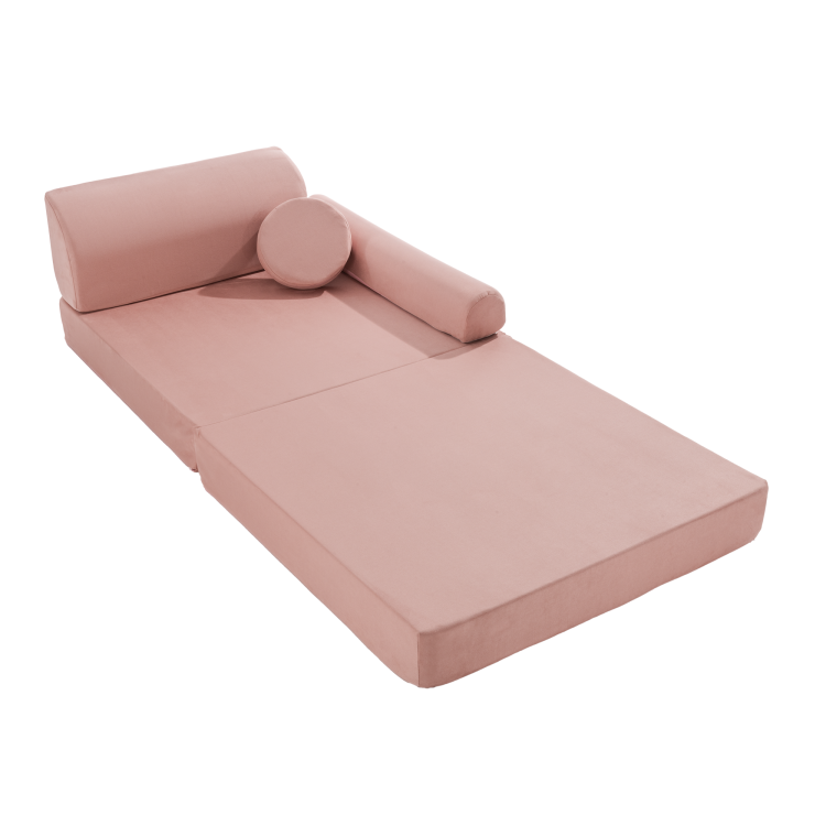 Sofa modułowa dziecięca Velvet Premium Różowa MeowBaby® – komfortowa i bezpieczna