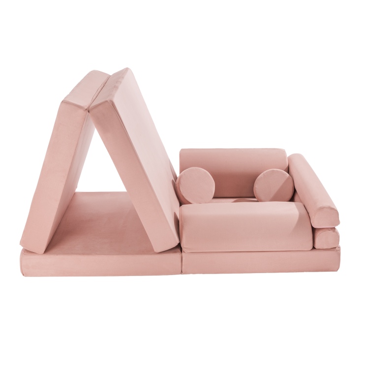 Sofa modułowa dziecięca Velvet Premium Różowa MeowBaby® – komfortowa i bezpieczna
