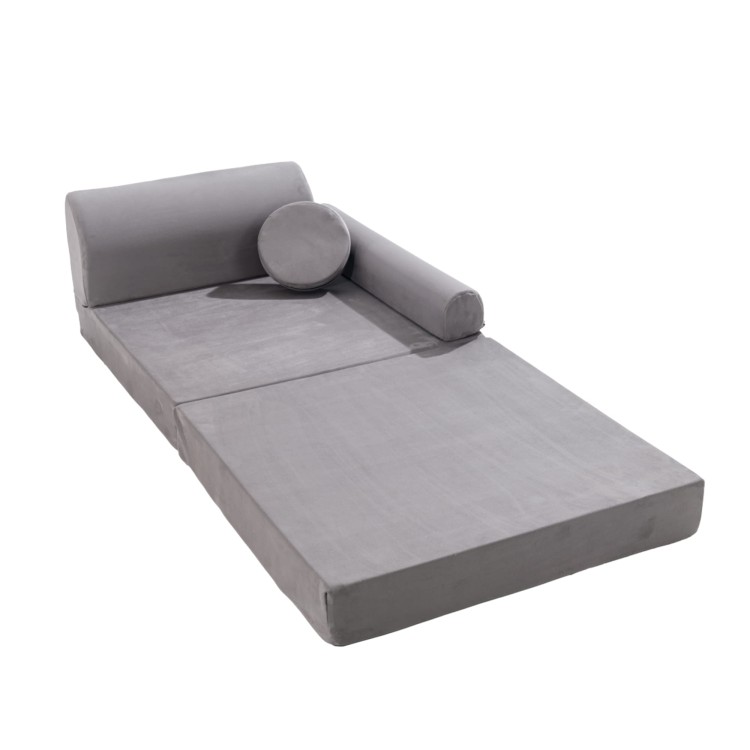 Sofa modułowa dziecięca Velvet Premium Szara MeowBaby® – komfortowa i stylowa