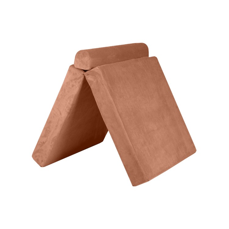 Sztruksowa sofa dziecięca MeowBaby® Premium Ceglana – modułowa i rozkładana