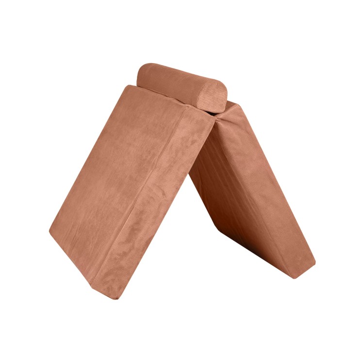 Sztruksowa sofa dziecięca MeowBaby® Premium Ceglana – modułowa i rozkładana