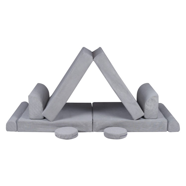 Sztruksowa sofa dziecięca MeowBaby® Premium Szara – modułowa i rozkładana