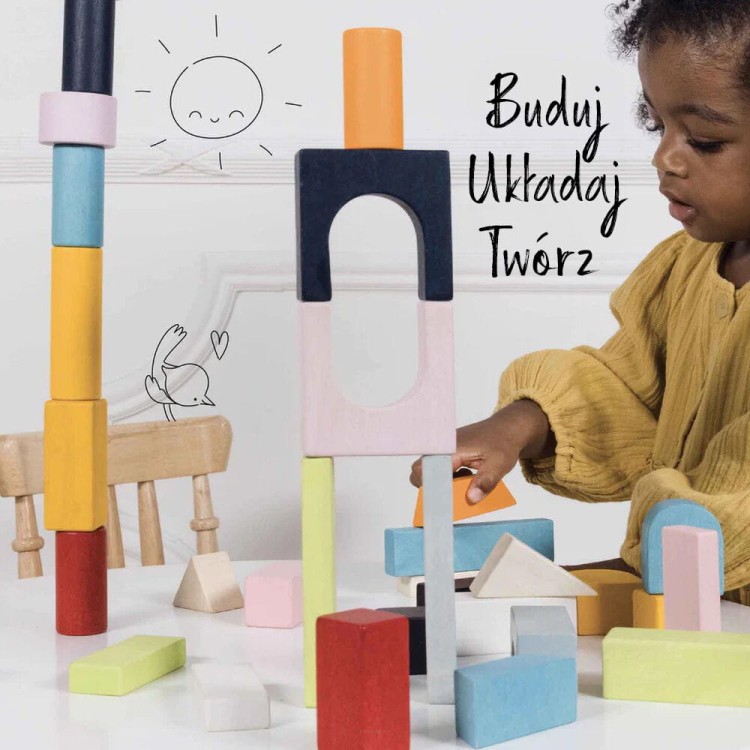 klocki drewniane Le Toy Van różne kształty i kolory