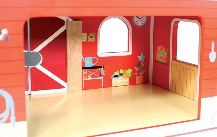Solidna stodoła z drewna kauczukowego – ekologiczna zabawka dla dzieci
