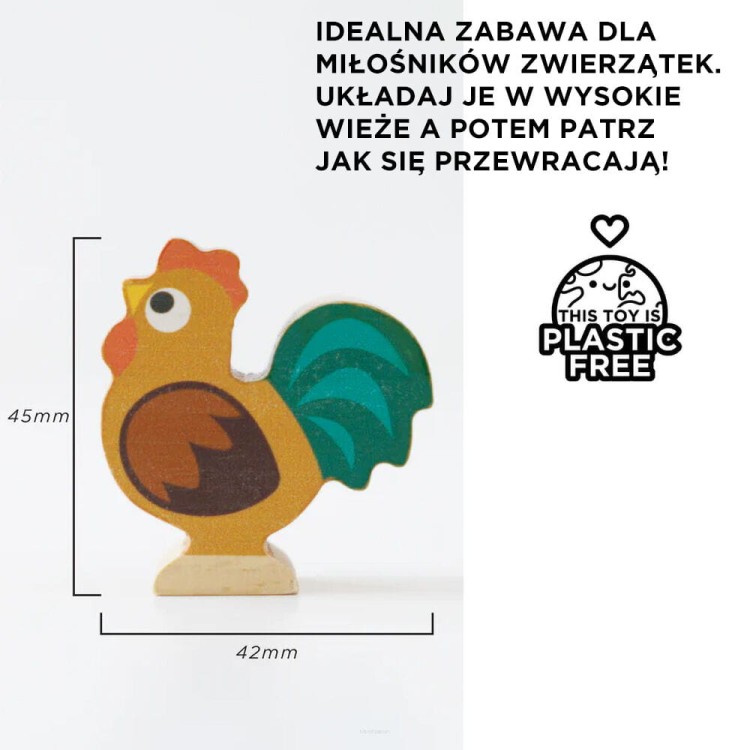 Zestaw drewnianych figurek zwierząt hodowlanych – rozwija kreatywność i motorykę małą