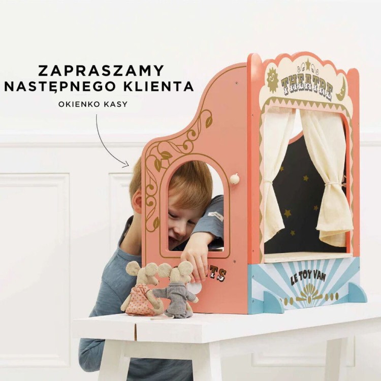 Drewniany teatr lalek Le Toy Van – zabawka dla dzieci i pacynki