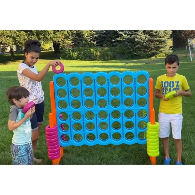 duża gra ogrodowa 4 w linii FEBER XXL z kolorowymi krążkami dla dzieci i dorosłych