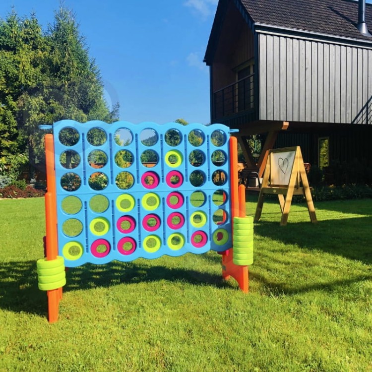 duża gra ogrodowa 4 w linii FEBER XXL z kolorowymi krążkami dla dzieci i dorosłych