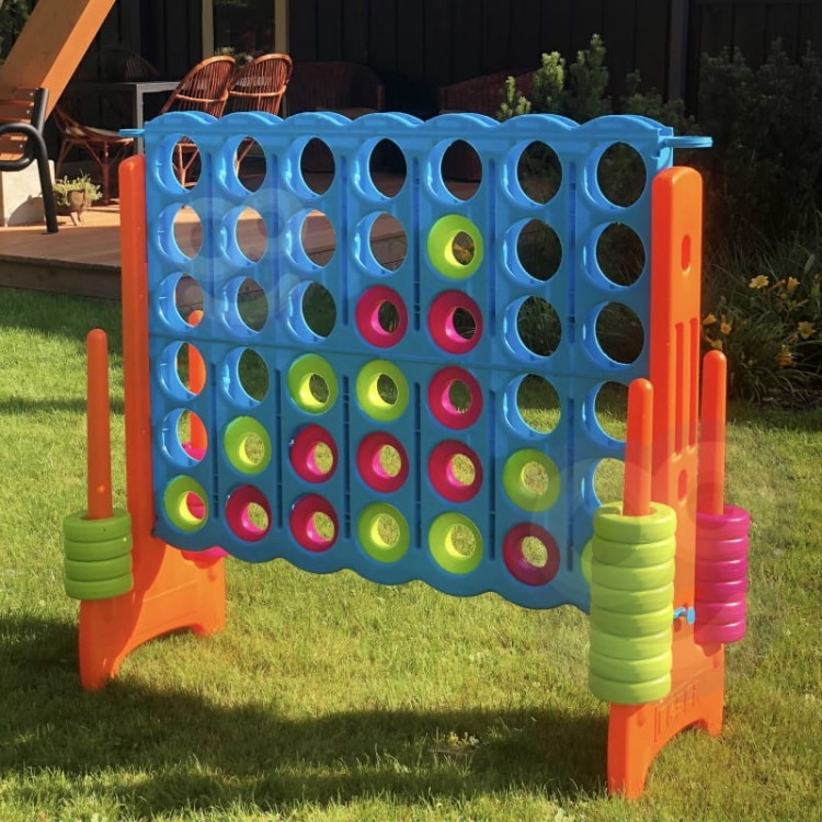 duża gra ogrodowa 4 w linii FEBER XXL z kolorowymi krążkami dla dzieci i dorosłych