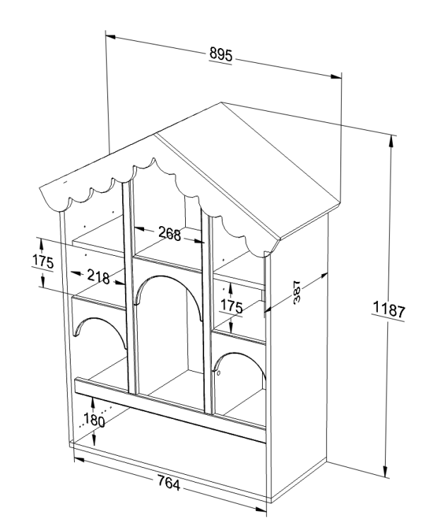 Drewniany domek dla lalek Babushka Róż - wymiary