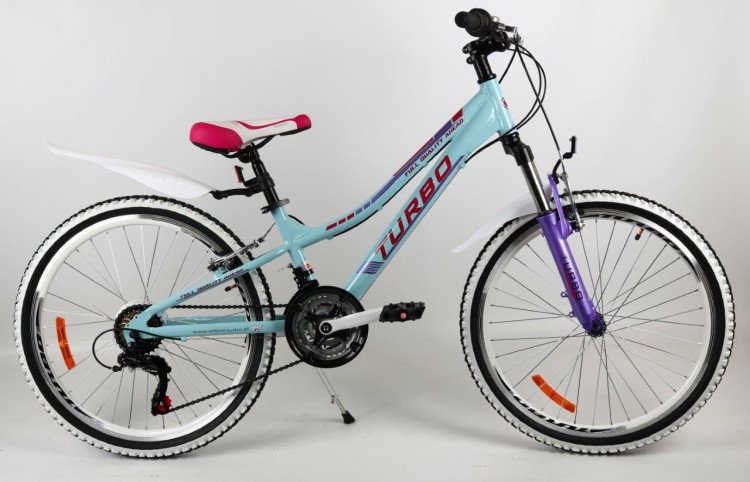 Rower dziecięcy MTB 24" GÓRSKI Junior Aluminium Turkusowo/Różowy/Fiolet